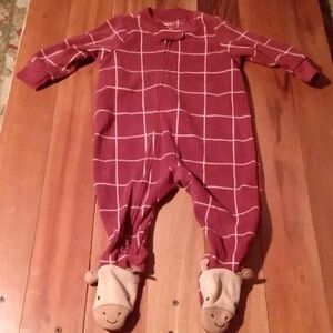 Carter's 6 Months Zip Up Fleece Moose Footed (Footie) Pajama Sleeper
